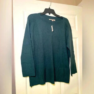 Loft Oversized Sweater Forest Green Small NEW Boat Neck Ribbed Neck, Sleeve Soft